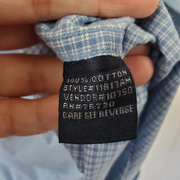 Bke Division Blue White Checkered Casual Collared Button Front Shirt Mens Medium - Picture 5 of 9